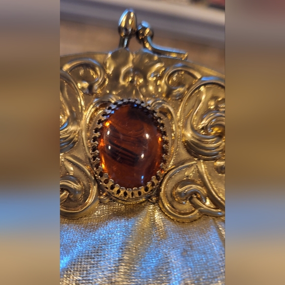 Vintage Harry Levine Mini Evening Handbag Gold w/ Amber - Picture 9 of 10